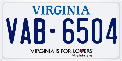 VA license plate VAB6504