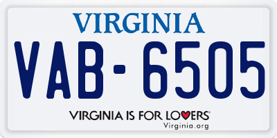 VA license plate VAB6505