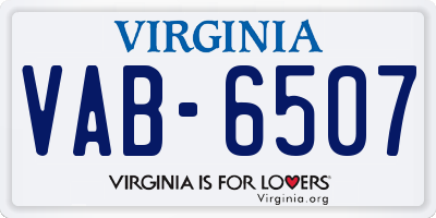 VA license plate VAB6507