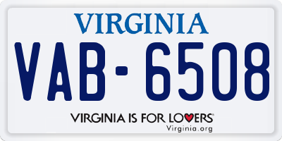 VA license plate VAB6508