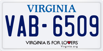 VA license plate VAB6509