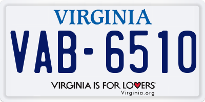 VA license plate VAB6510