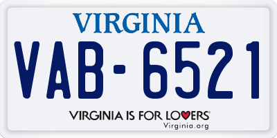 VA license plate VAB6521