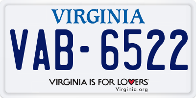 VA license plate VAB6522