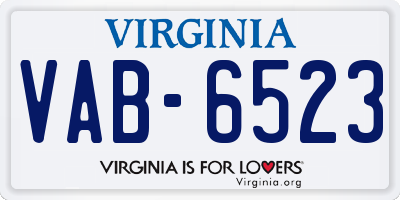 VA license plate VAB6523