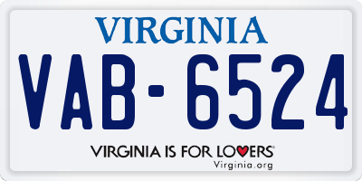 VA license plate VAB6524