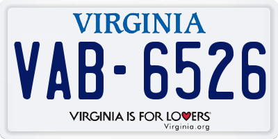 VA license plate VAB6526