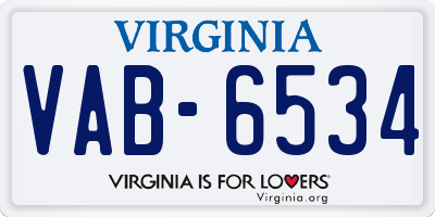 VA license plate VAB6534