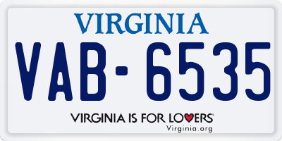 VA license plate VAB6535