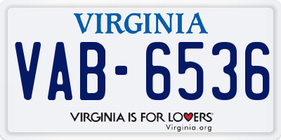 VA license plate VAB6536