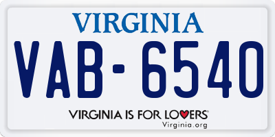 VA license plate VAB6540