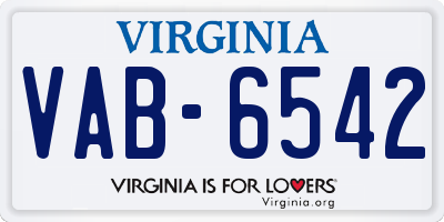 VA license plate VAB6542