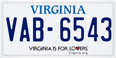 VA license plate VAB6543