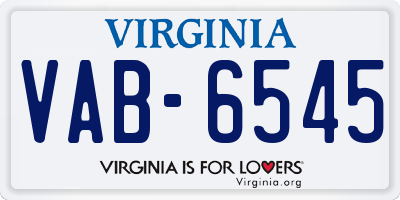 VA license plate VAB6545