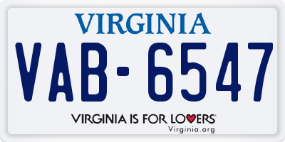 VA license plate VAB6547