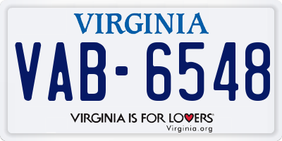 VA license plate VAB6548