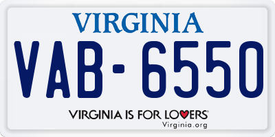 VA license plate VAB6550