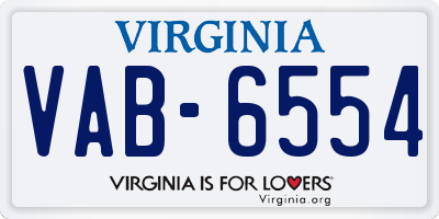 VA license plate VAB6554