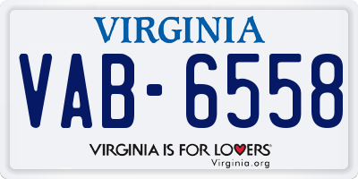 VA license plate VAB6558