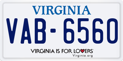 VA license plate VAB6560