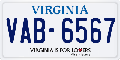 VA license plate VAB6567