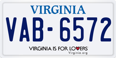 VA license plate VAB6572