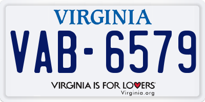 VA license plate VAB6579