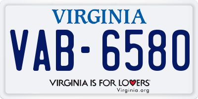 VA license plate VAB6580