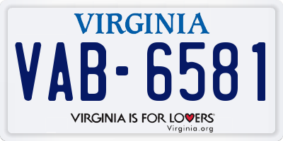 VA license plate VAB6581