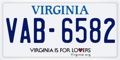 VA license plate VAB6582