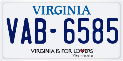 VA license plate VAB6585