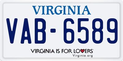 VA license plate VAB6589