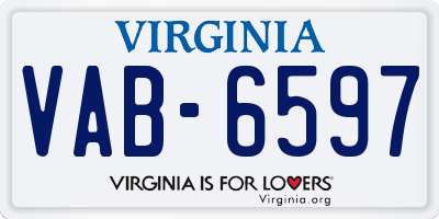 VA license plate VAB6597