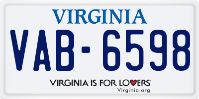 VA license plate VAB6598