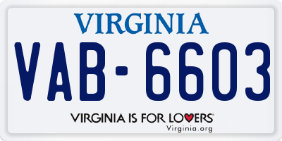 VA license plate VAB6603