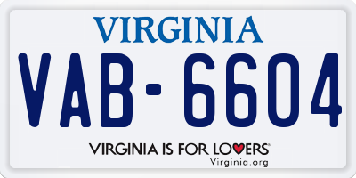 VA license plate VAB6604