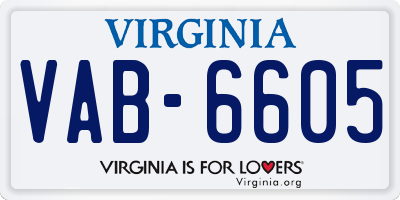 VA license plate VAB6605