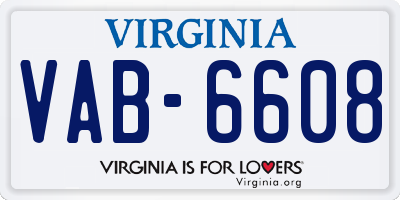 VA license plate VAB6608