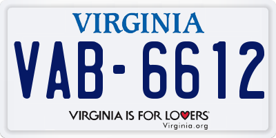 VA license plate VAB6612