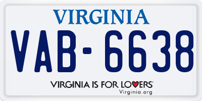 VA license plate VAB6638