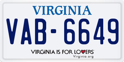 VA license plate VAB6649