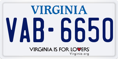 VA license plate VAB6650