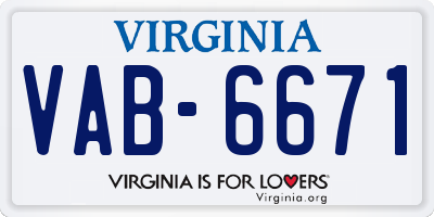 VA license plate VAB6671