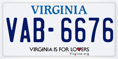 VA license plate VAB6676