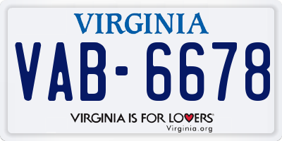 VA license plate VAB6678