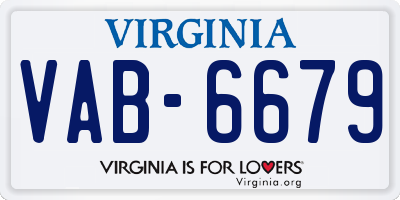 VA license plate VAB6679