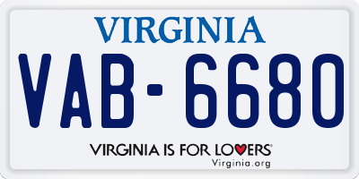 VA license plate VAB6680