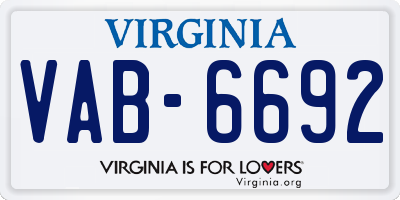 VA license plate VAB6692