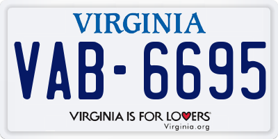 VA license plate VAB6695