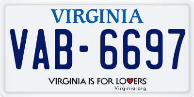 VA license plate VAB6697